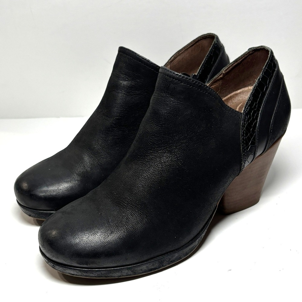 Dansko Marcia Booties Women 41 US 10.5 Ankle Boots Clogs Black‎ Leather Side Zip